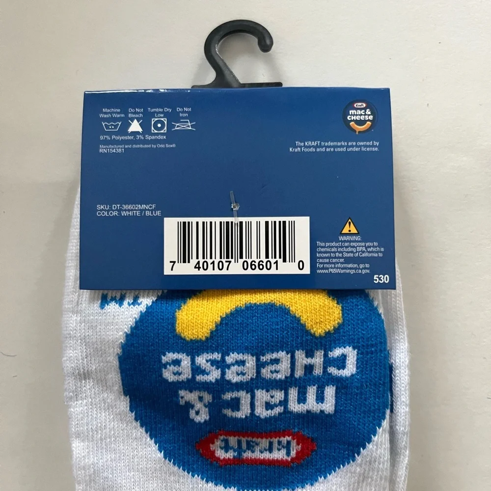 Kraft Mac & Cheese Socks Fits Men’s Shoe Size 6-12